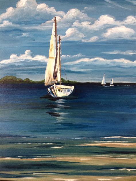 Sailboat Painting Original Acrylic Water Ocean Scenery Etsy