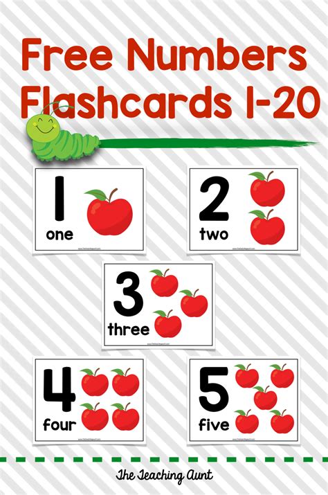 Numbers Flashcards 1 20 The Teaching Aunt Flashcards Printable
