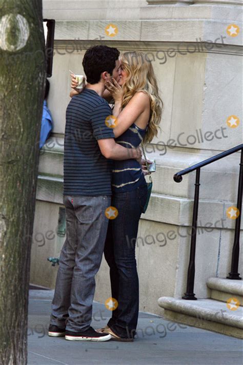 photos and pictures actors blake lively and penn badgley shot a kissing scene for the tv show