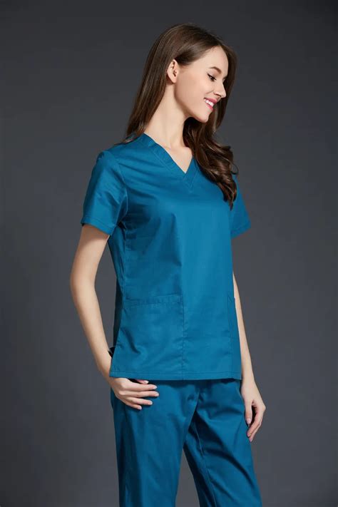 Medical Scrub Clothing Suit Uniform Hospital Rushed Slim Lab Coat