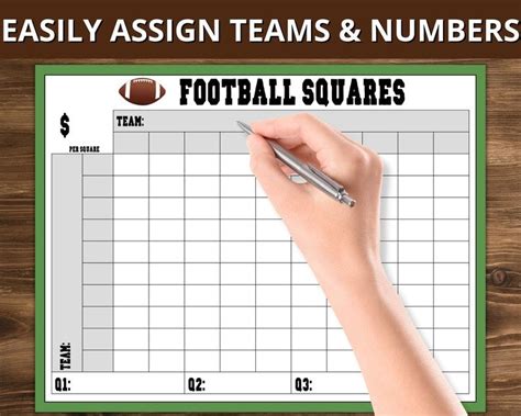 Football Pool Football Games Football Squares Template Grid Game