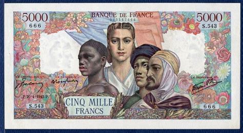 In france we use euros since the 1st january of 2002, before that we used the franc français (or french franc). France banknotes 5000 Francs banknote of 1945 Union ...