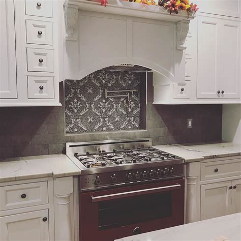Before he left we asked for a proposal for the kitchen! Showcasing how versatile our one of a kind Damask Exquisite Glass & Stone mosaic truly is. Black ...