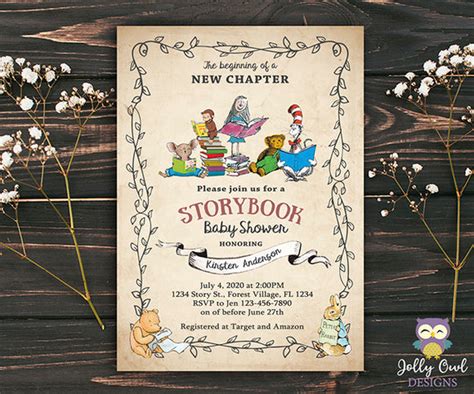 Storybook Baby Shower Party Invitation Jolly Owl Designs