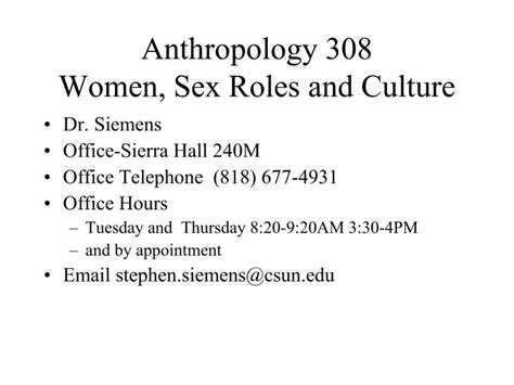 Ppt Anthropology 308 Women Sex Roles And Culture Powerpoint