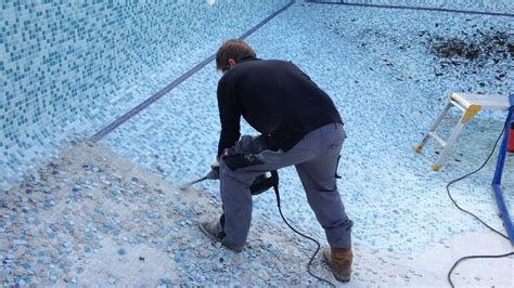 Swimming Pool Mosaic Tile Removal Youtube