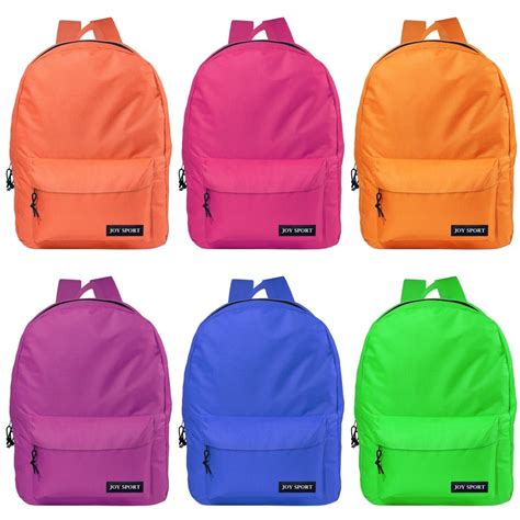 Wholesale 17 Basic Backpacks 6 Assorted Neon Colors Sku 2339439