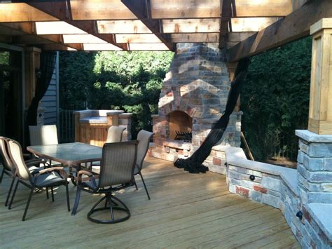 Deck Design With Outdoor Fireplace By Chicagoland Deck Builder Patio