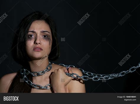 Woman Chained Neck On Image Photo Free Trial Bigstock