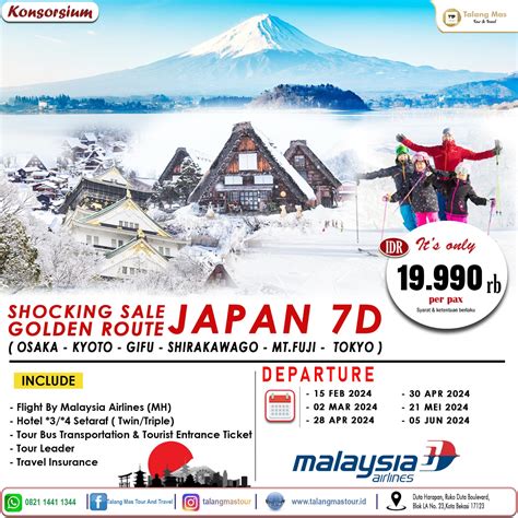 Shocking Sale Golden Route Japan 7D Februari - Juni 2024