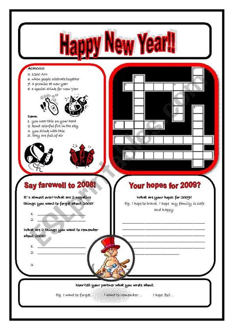 Happy New Year Esl Worksheet By Freddie