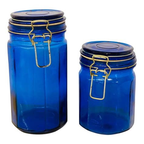 Vintage Cobalt Blue Glass Canisters Glass Designs