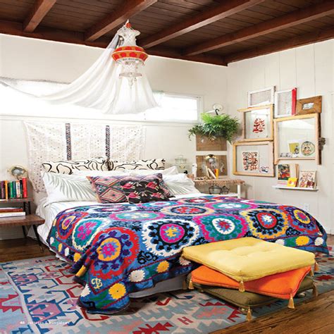 Bold, colorful patterns are a hallmark of bohemian home decor. Beautiful Boho Bedroom Decorating Ideas and Photos