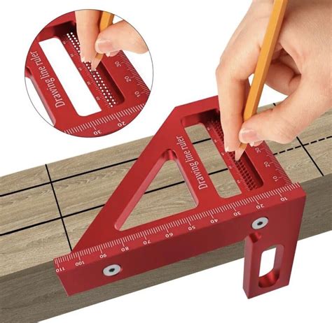Woodworking Square Protractor Aluminum Alloy Miter Triangle Ruler