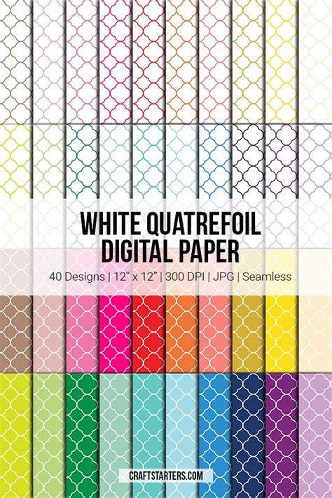 Free White Quatrefoil Digital Paper Digital Paper Free Digital Paper