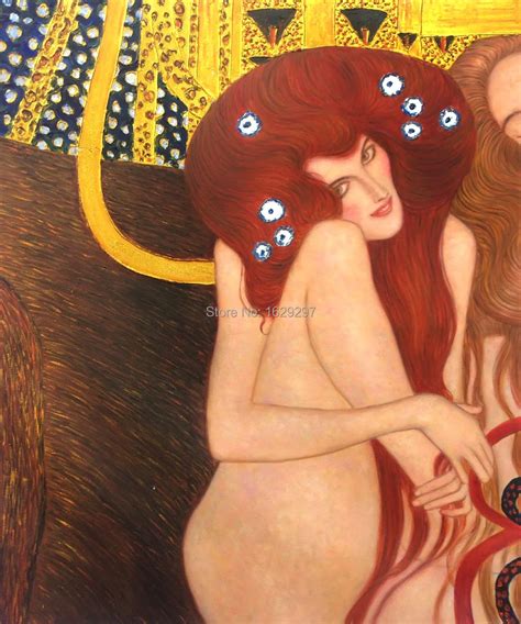 Gustav Klimt Nude Art Woman Oil Paintings Beethoven Frieze Canvas Reproduction Hand Painted Home