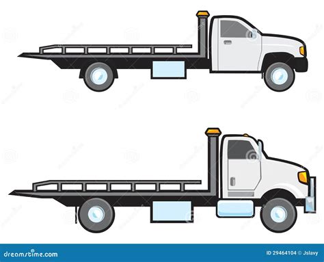 Flatbed Truck Silhouette Vector Illustration With Side Front Back