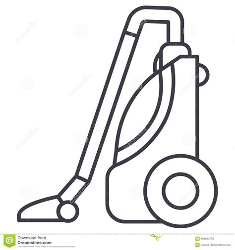 Vacuum Cleaner Vector Line Icon Sign Illustration On Background