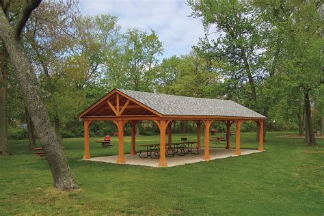 20 X 40 Standard Wood Pavilions • Charcoal Gray Shingles • 7” Posts