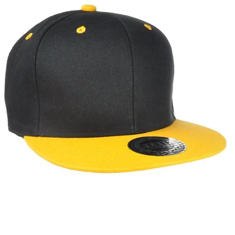 Uk Seller Plain Snap Back Baseball Flat Cap Hip Hop Hat Rare Brim