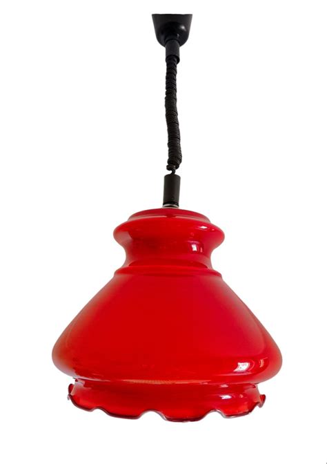 Vintage Red Glass Pendant Lamp Mid Century Red Pendant Lamp Vintage