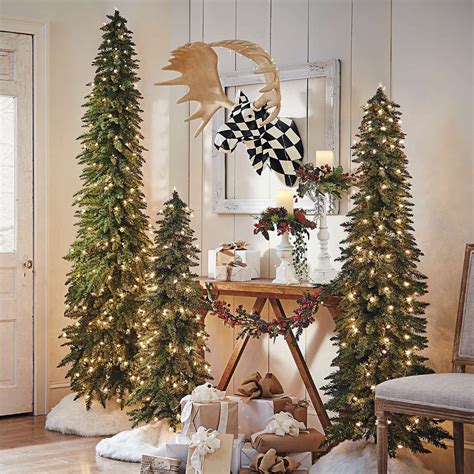 Get into the christmas spirit with our collection of christmas tree pictures and images. Down-swept Slim Pine Christmas Trees | Grandin Road | Pencil christmas tree, Small christmas ...
