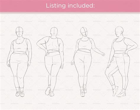 Plus Size Women Templates Curvy Woman Templates Body Etsy Body