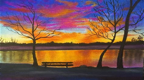 Soft Pastel Drawing Of Winter Sunset For Beginner Youtube