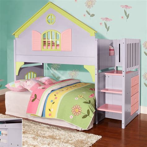 Donco Kids Donco Kids Twin Doll House Loft Bed With Staircase Girls