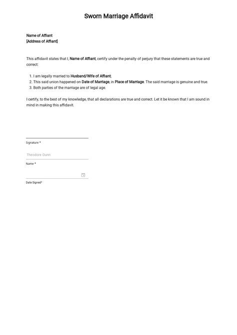 FREE Affidavit Letter For Immigration Marriage Example Template In