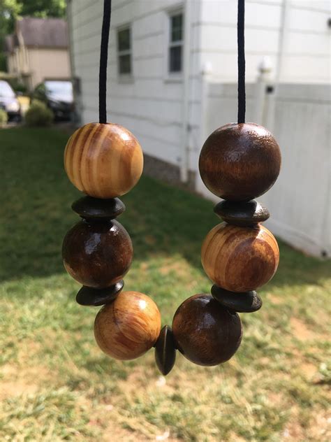 Large Wooden Bead Necklace Etsy Israel