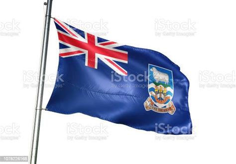 Islas Malvinas Bandera Ondeando Aislado En Ilustración 3d Realista De Fondo Blanco Foto De Stock