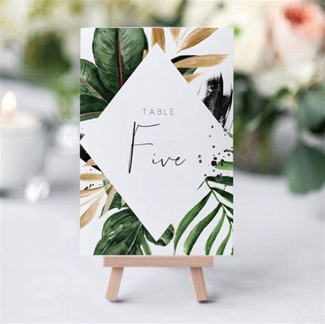 Tropical Table Number Template Printable Wedding Table Number Etsy