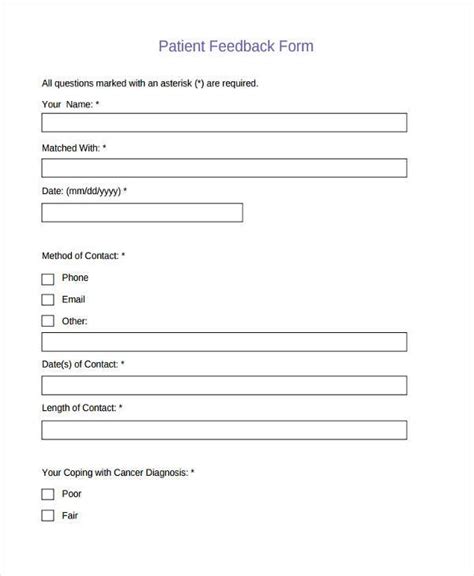 feedback forms  nursing