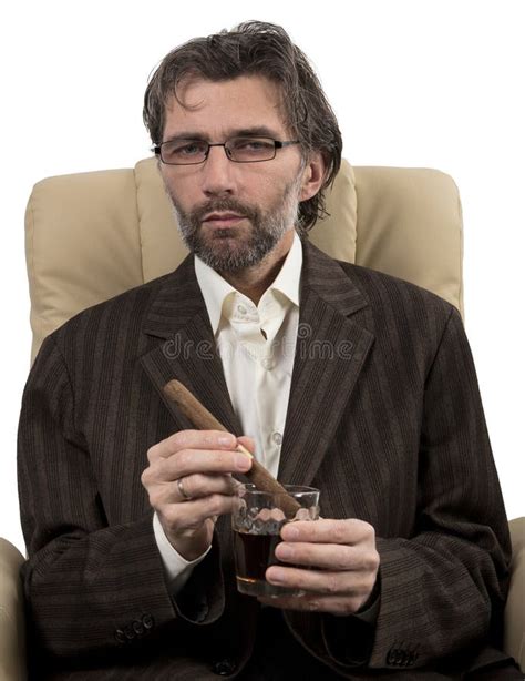 Businessman Sitting In Chair With Cigar Stock Photo Image Of Brandy