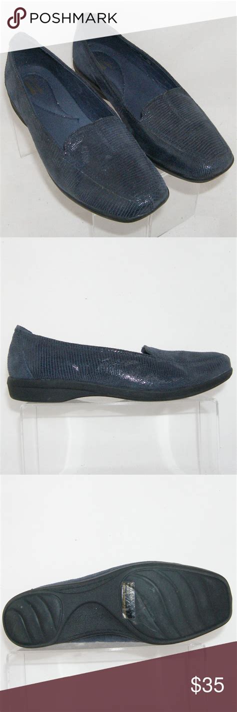 Clarks Haydn Blue Leather Snake Print Loafers 8m Flat Shoes Women
