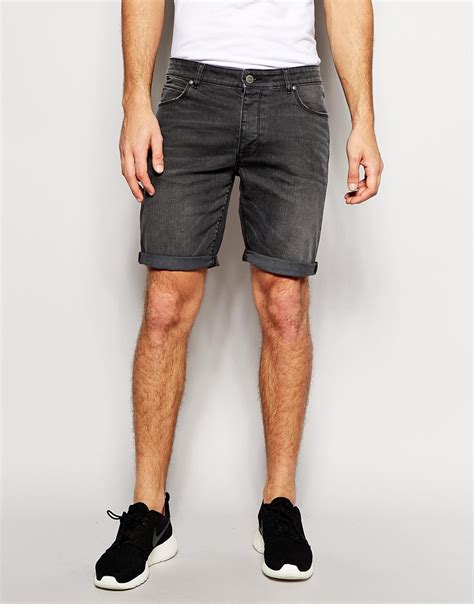 Asos Denim Shorts In Skinny Fit In Gray For Men Grey Lyst