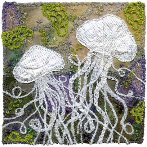 Jellies Made With Reused Tyvek Material Crochet Tentacles Bead