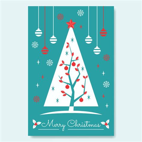 Poster With Christmas Mid Century Tree Merry Christmas Card Greetings