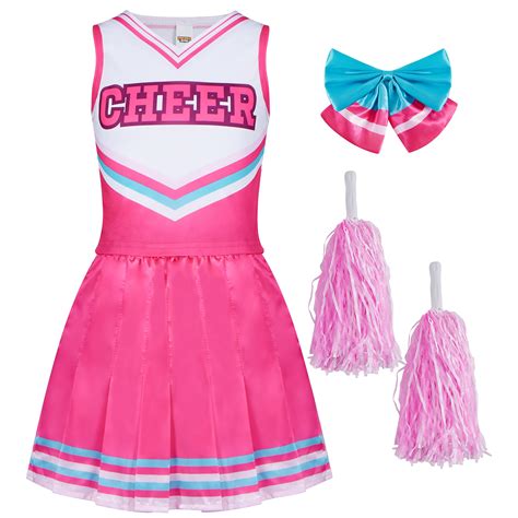 Cheerleader Fancy Dress Costume Childs Cheer Uniform Outfit High School