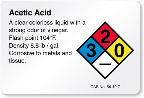Horizontal Nfpa Acetic Acid Label Sku Lb