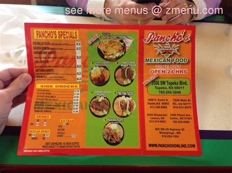 You will find a variety of mexican dishes, from our. Online Menu of Panchos Mexican Food Restaurant, Topeka, Kansas, 66611 - Zmenu