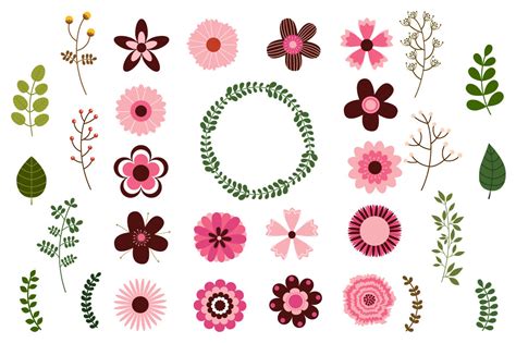 Mod Flowers Clipart Single Floral Elements Clip Art By Pravokrugulnik