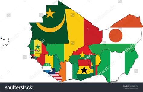 Vector Illustration Map West Africa Countries Stock Vector Royalty