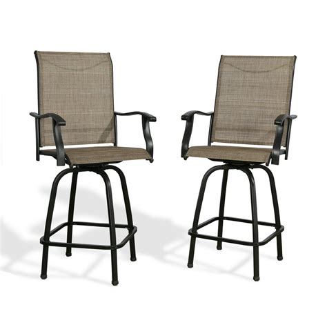 Ulax Furniture Outdoor 2 Piece Swivel Bar Stools High Patio Chairs With
