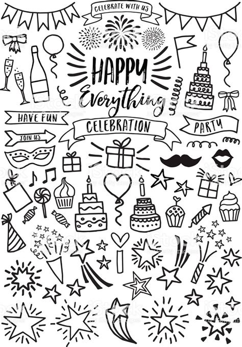 Pin By Melanie Rucker On Birthday Birthday Doodle Graphic Design Elements Easy Doodle Art