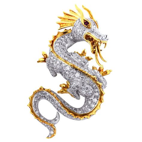 Mcteigue Diamond Dragon Pin At 1stdibs