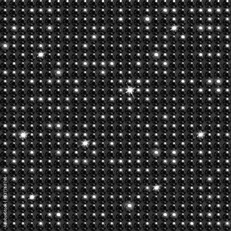 seamless shiny black rhinestone surface background bedazzled sparkling fabric texture vector