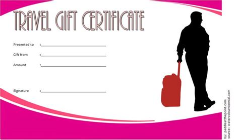 The image of a flight taking off is sure to be appreciated by the recipient. FREE Travel Voucher Gift Certificate Template 4 in 2020 ...