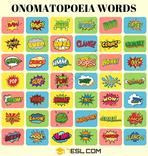 Onomatopoeia Definition & Onomatopoeia Words List with Examples • 7ESL